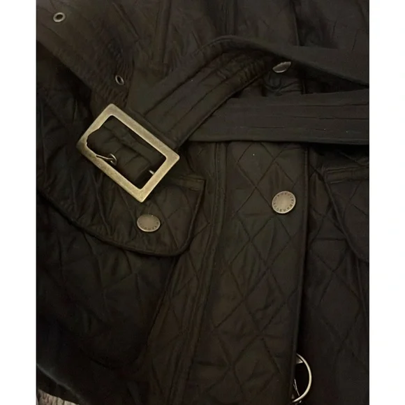 Barbour Black Quilted Belted Utility Technical Funnel Neck Lightweight Jacket 4 - Picture 5 of 13
